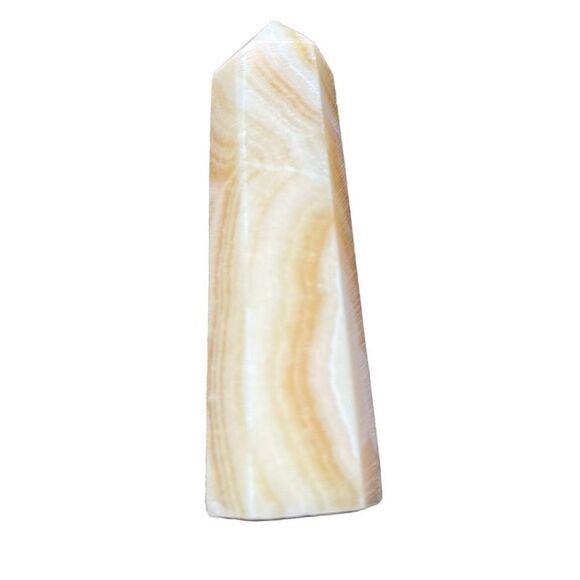 Orange Calcite tower small banding standing point polished decor natural - Picture 2 of 7